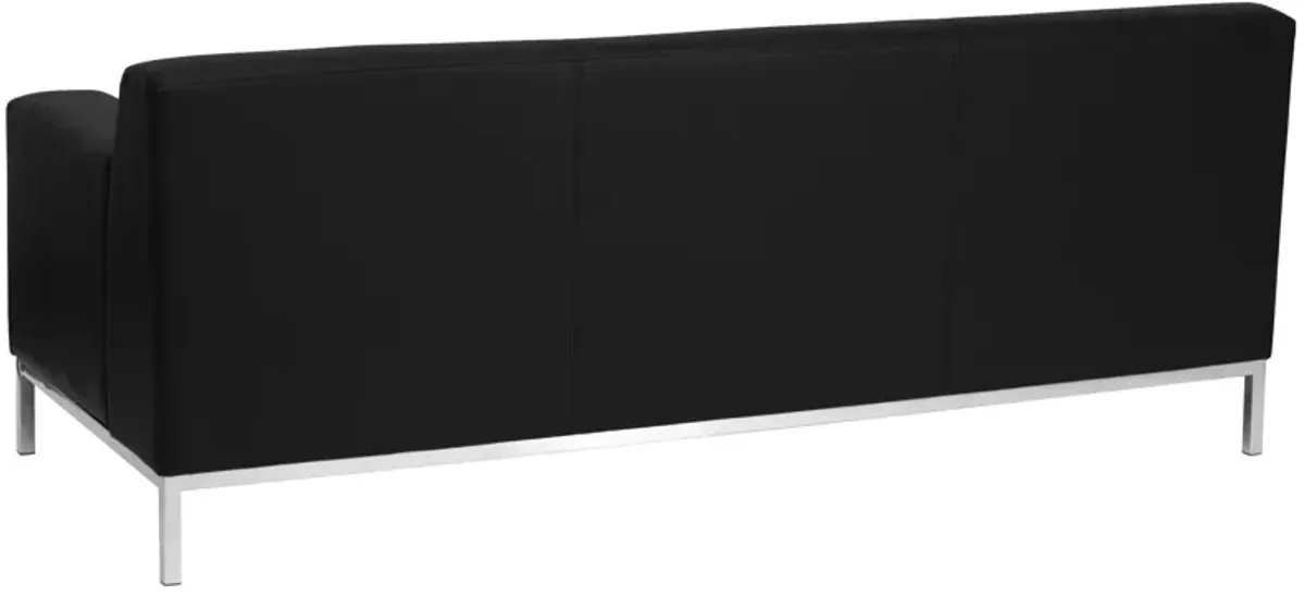 Flash Furniture HERCULES Definity Series Contemporary Black LeatherSoft Sofa with Stainless Steel Frame