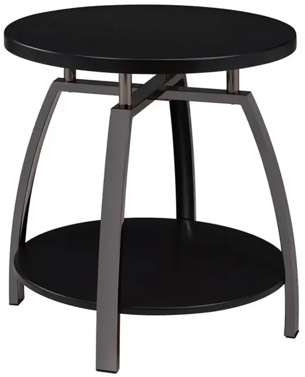 Dacre Round End Table Dark Grey and Black Nickel