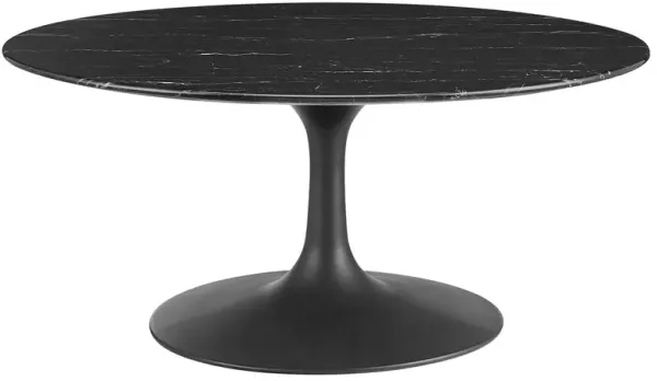 Modway Lippa Round Artificial Marble 36" Coffee Table, 35.5 x 35.5 x 15.5, Black Black