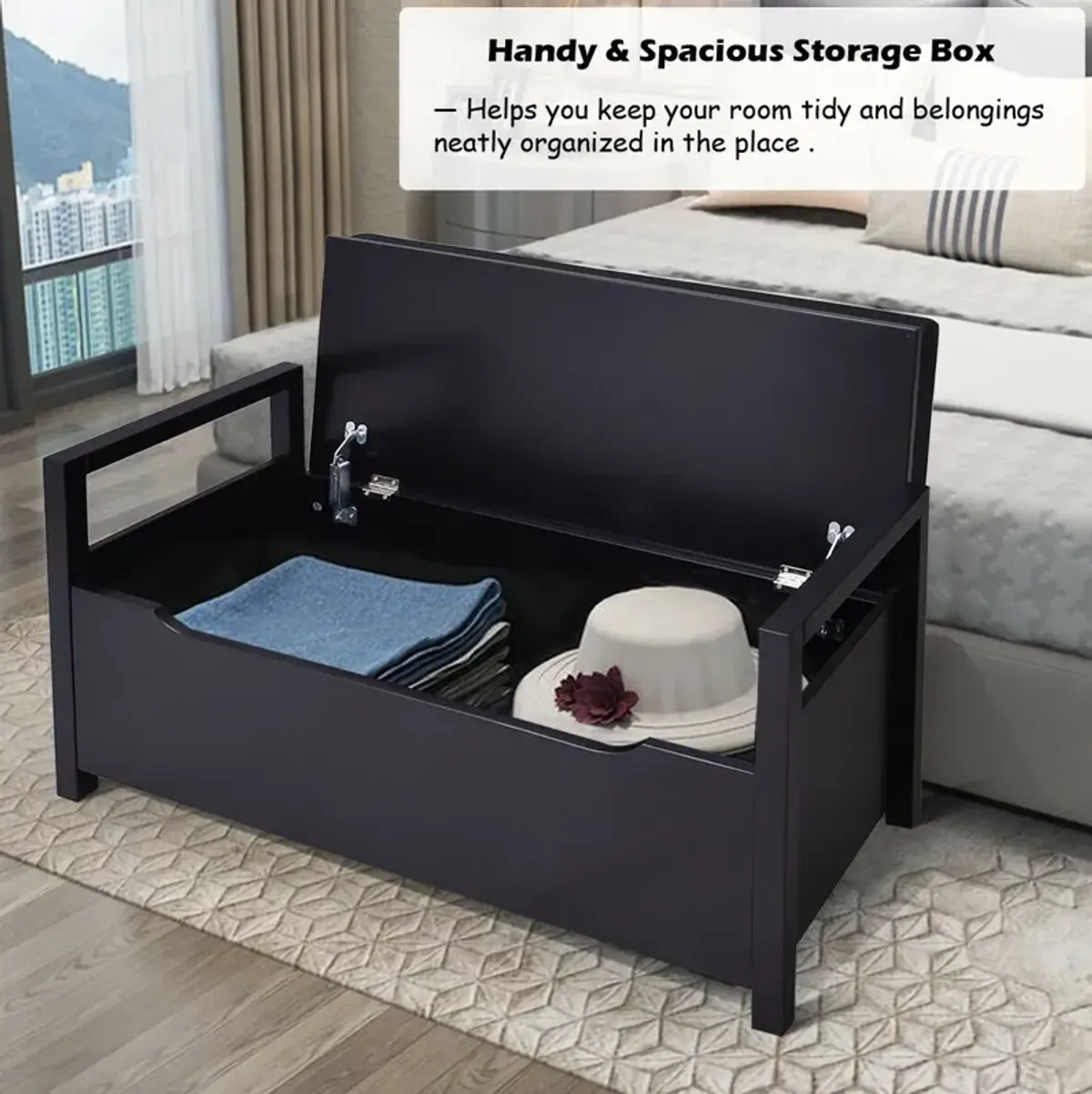 Shoe Storage Bench with Cushion Seat for Entryway