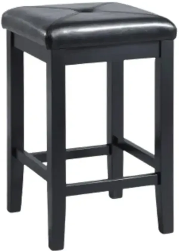 Upholstered Square Seat 2Pc Counter Stool Set Black/Black - 2 Stools