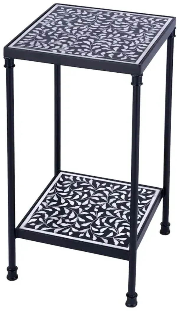 Butler Specialty Lana Resin and Bone Inlay Side Table, Black and White