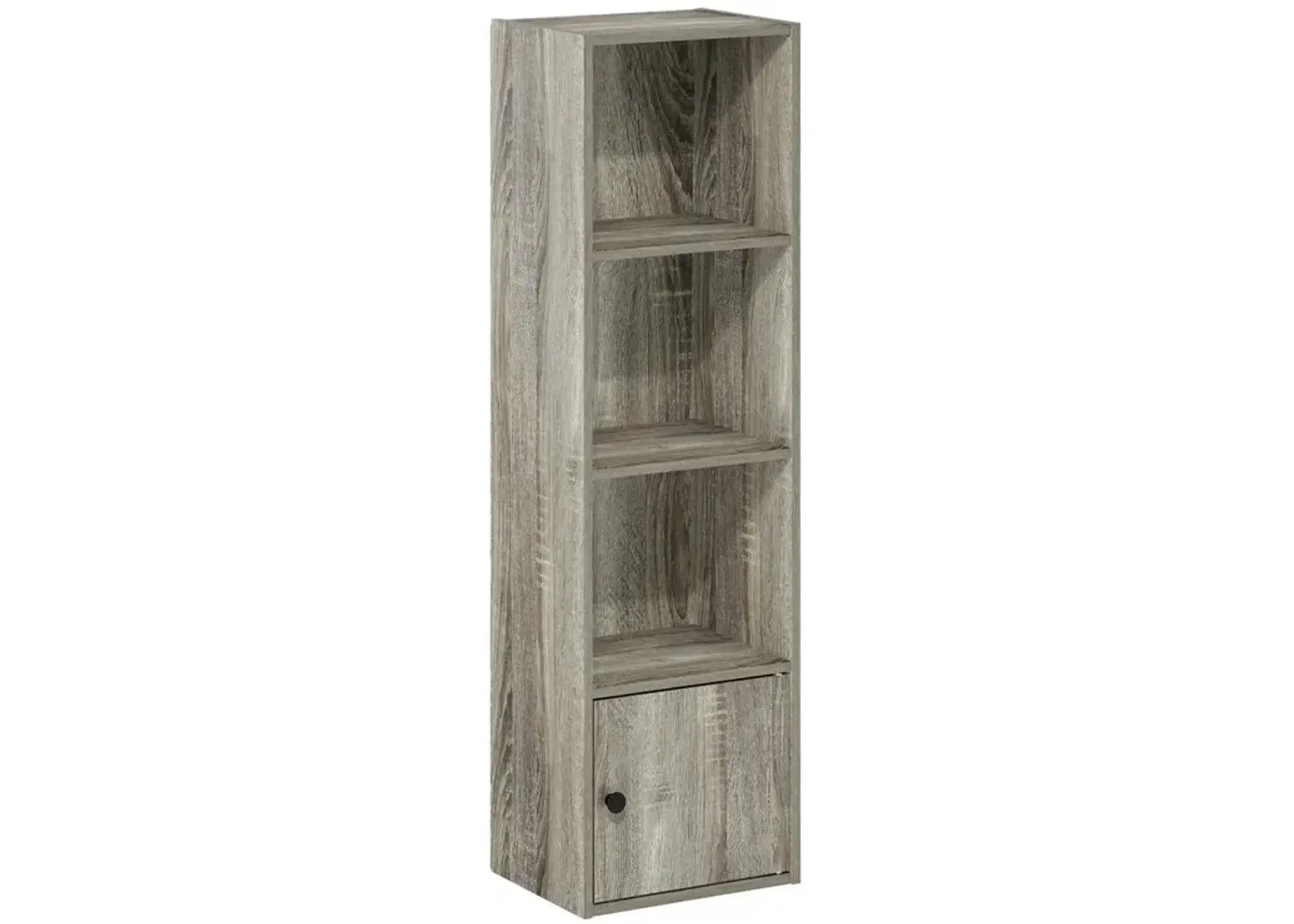 Furinno Luder 4-Tier Shelf Bookcase with 1 Door Storage Cabinet, French Oak