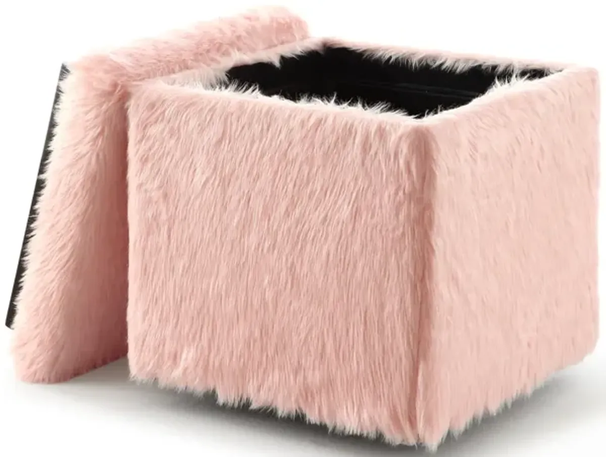 Inspired Home Emme Faux Fur Storage Ottoman