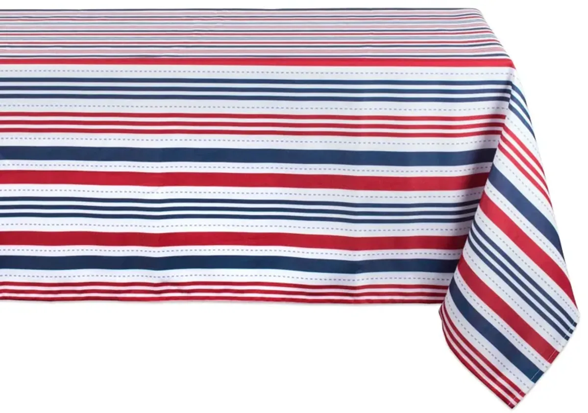 Red and Blue Patriotic Striped Rectangular Tablecloth 60� x 84�