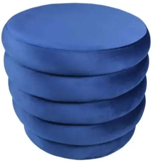 Hivvago 21" Blue Velvet Tufted Round Cocktail Ottoman