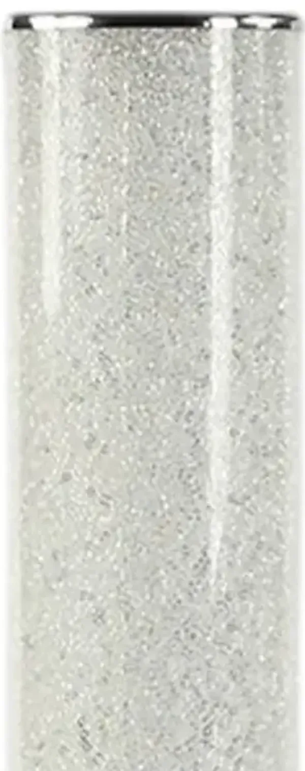 Hivvago 49" White Metal LED Column Floor Lamp With Clear Acrylic Drum Shade