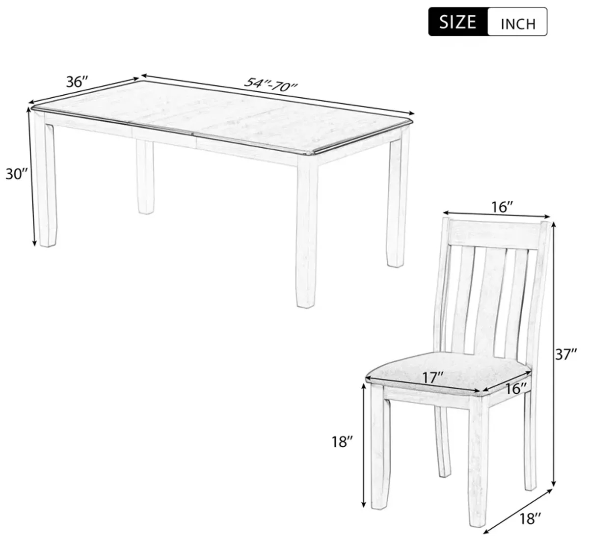 Merax Retro Style 7-Piece Dining Table Set