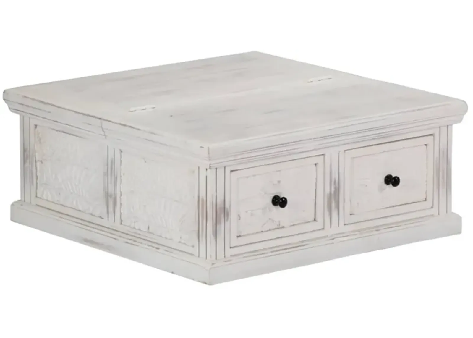 vidaXL Coffee Table White 27.6"x27.6"x11.8" Solid Mango Wood