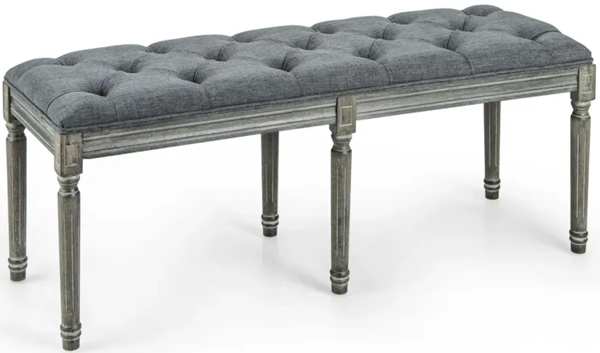 47-Inch French Vintage Entryway Bench, Upholstered Dining Bench for Home Entry or Dining Room