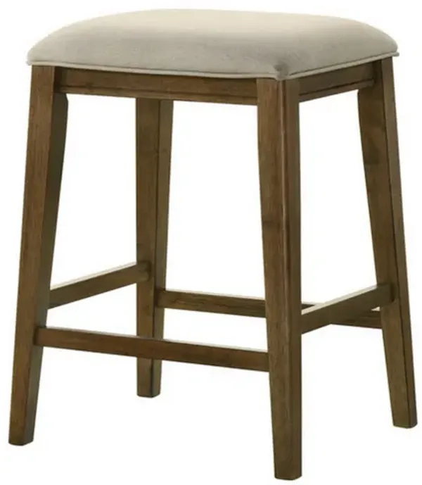 Rani 26 Inch Counter Height Stool, Cushioned Seat, Backless, Beige Finish - Benzara