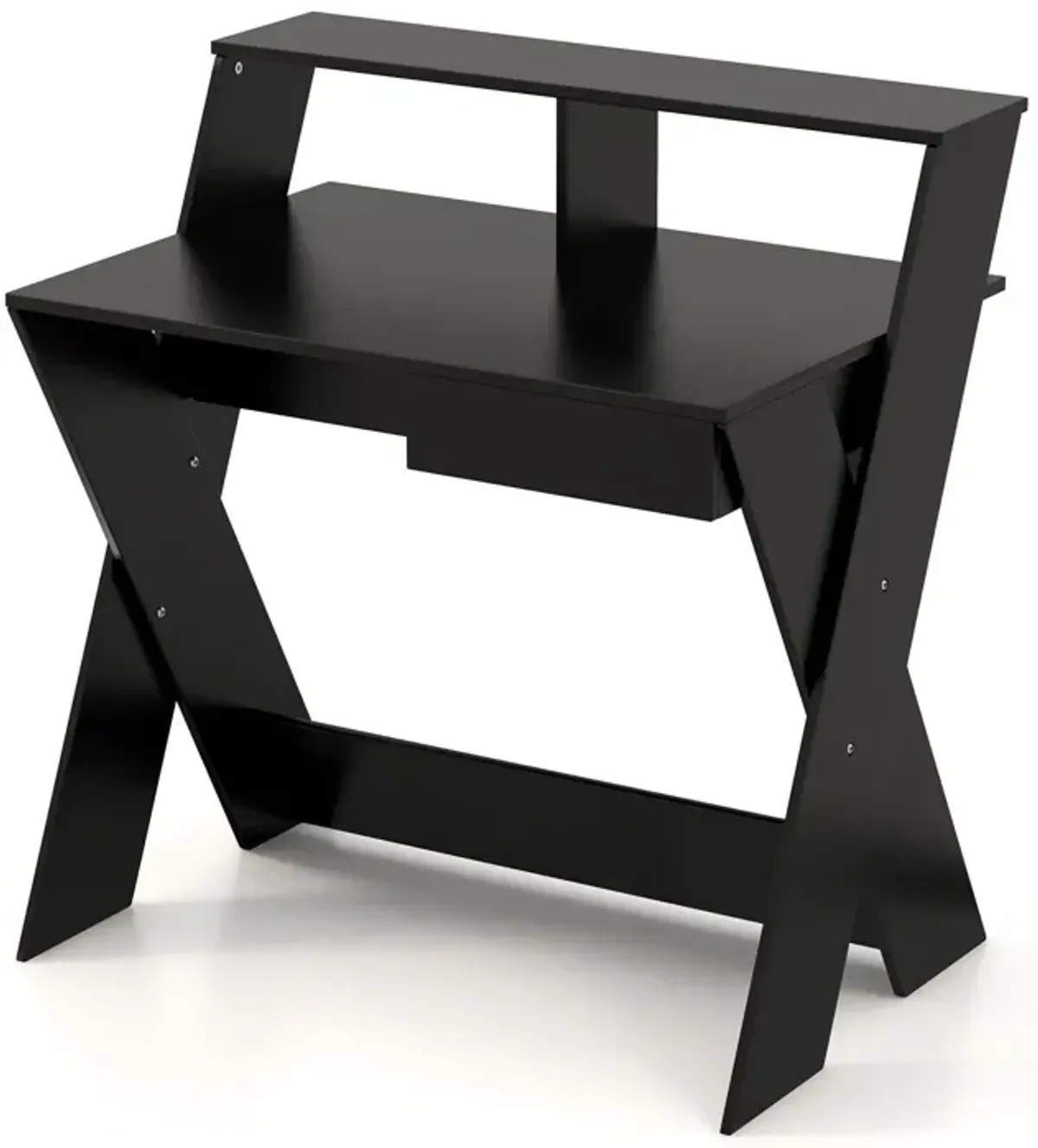 Small Computer Desk with Storage Drawer-Black