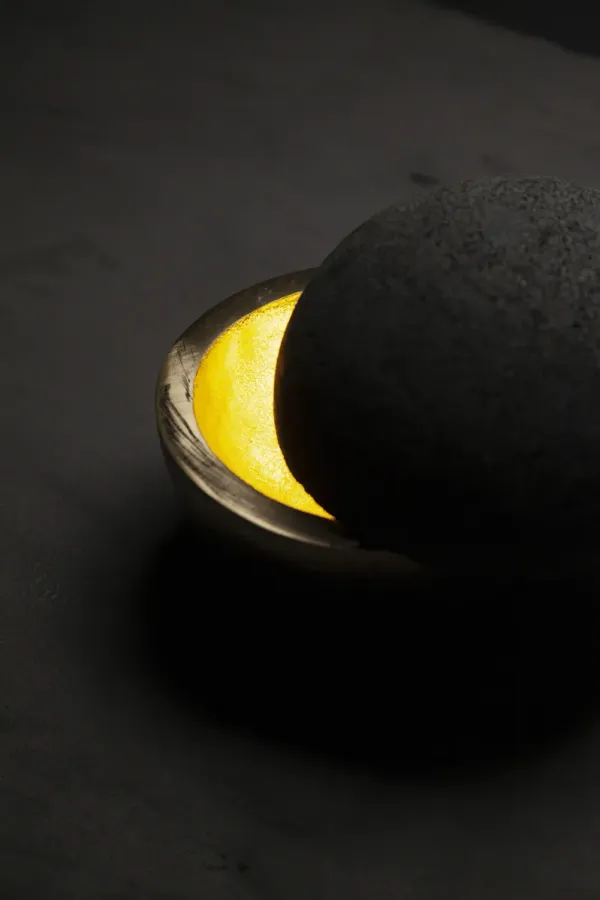 HEMISFERIO Table Lamp in Casted Bronze and Volcanic Stone by ANDEAN, In Stock