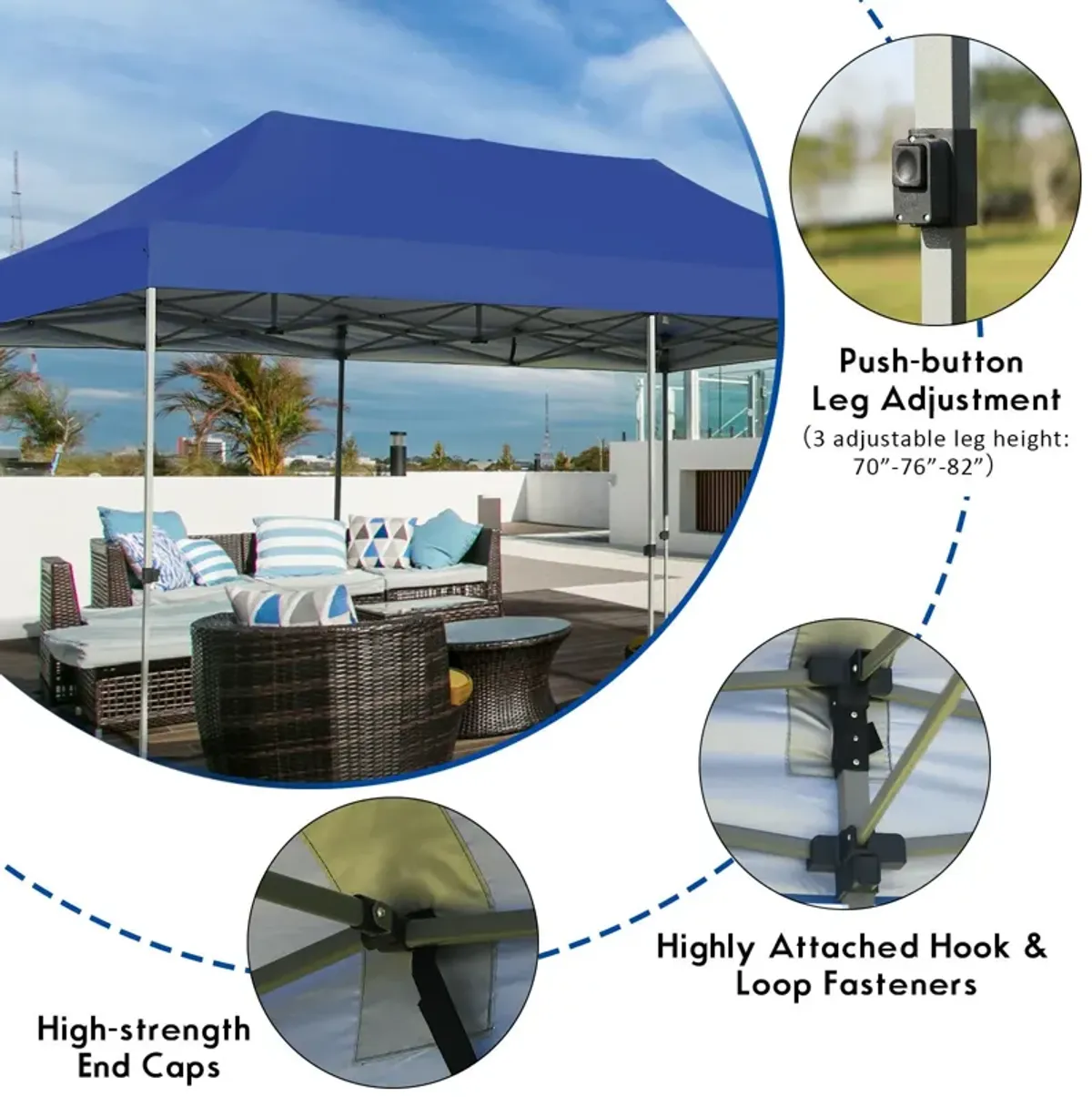 Adjustable Folding Heavy-Duty Sun Shelter with Carrying Bag for Outdoor Events and Beach Days