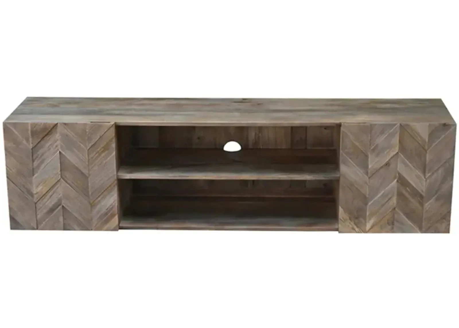 Alyona TV Media Entertainment Console, Shelves, Mango Brown, 70 Inch - Benzara