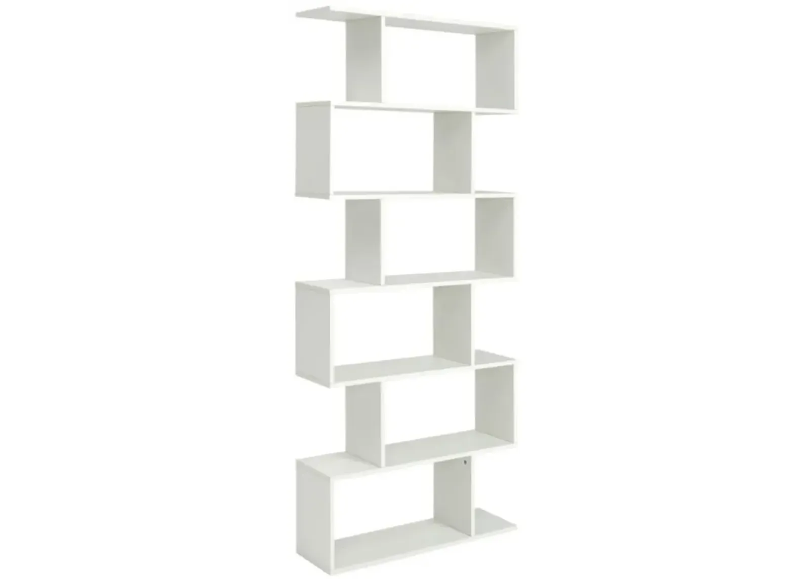 Hivvago 6 Tier S-Shaped Bookshelf Storage Display Bookcase Decor Z-Shelf