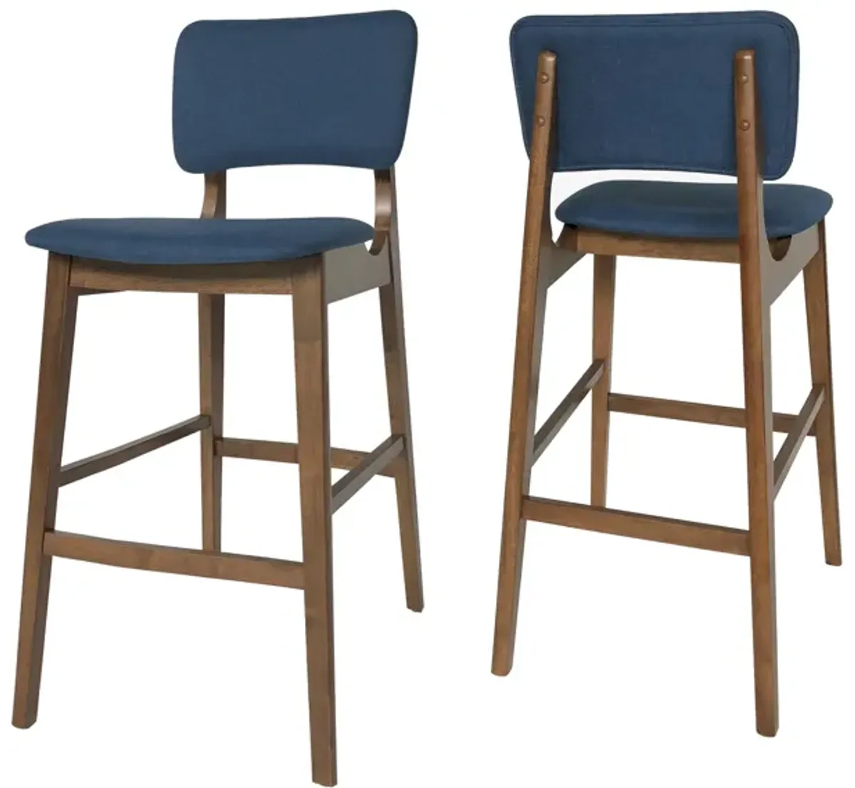 Merax Rubberwood Upholstered Barstool Dining Chairs 2PCS