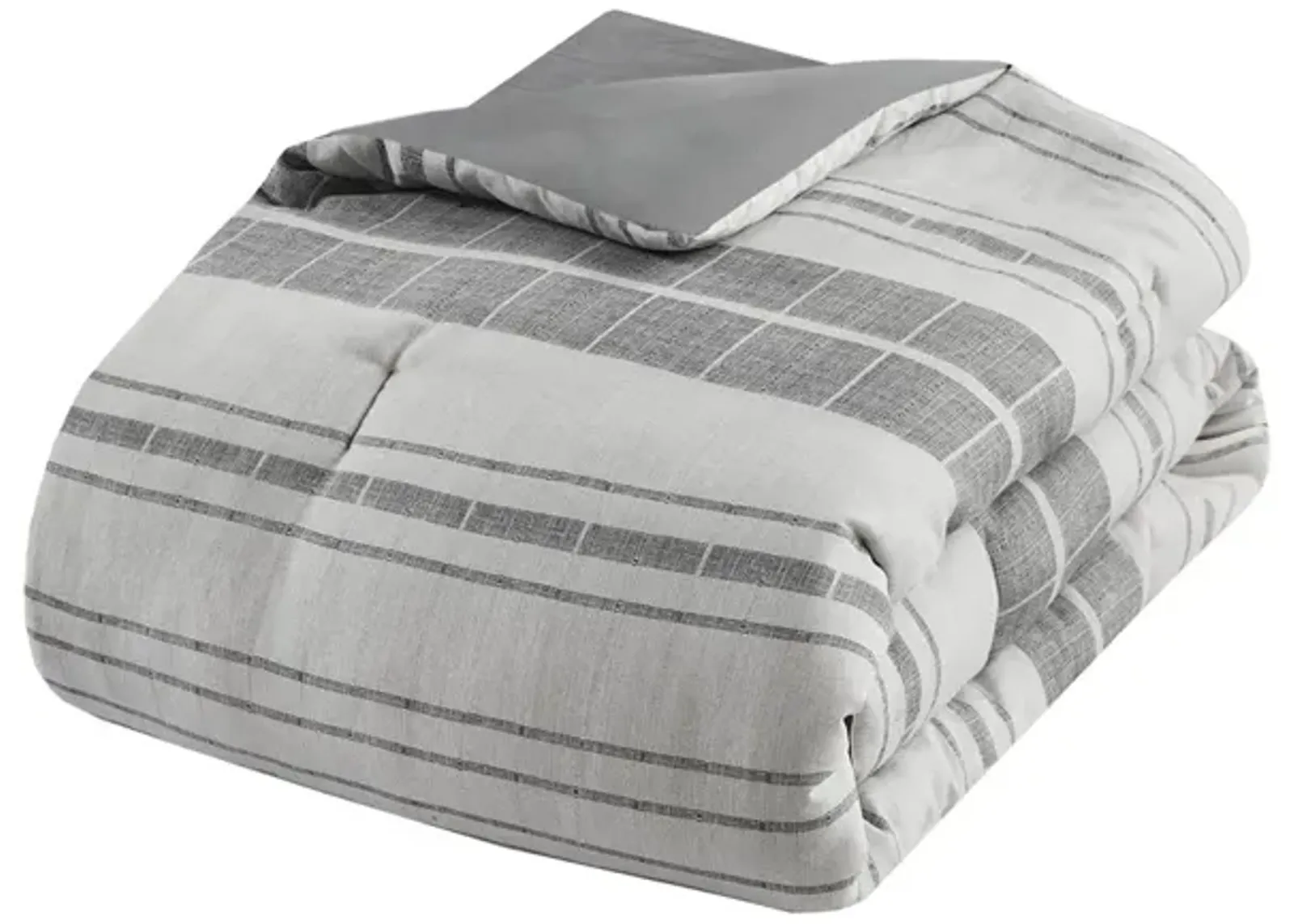 Gracie Mills Naxos 4 Piece Stripe Comforter Set with Throw Pillow