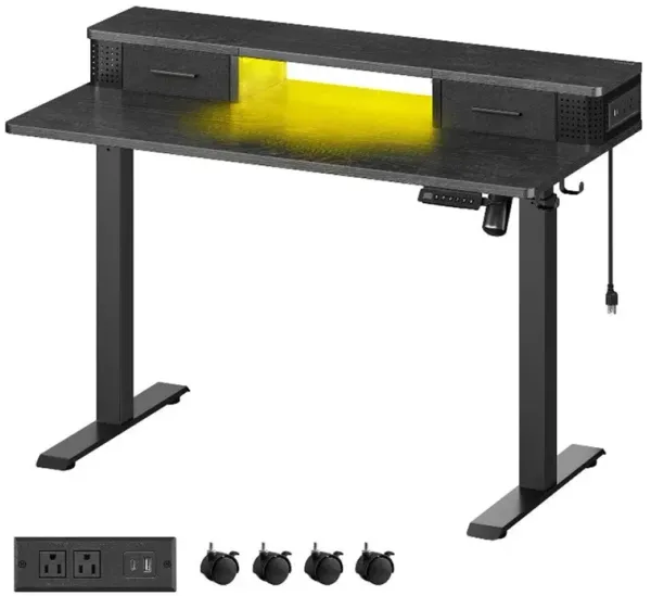 Electric Height Adjustable Standing Desk with Storage Drawers