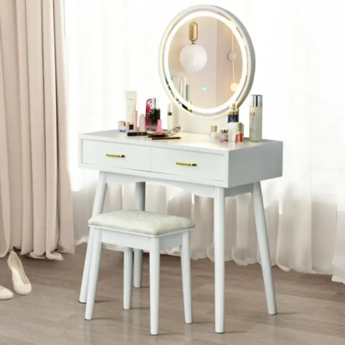 Vanity Dressing Table Set with 3 Lighting Modes