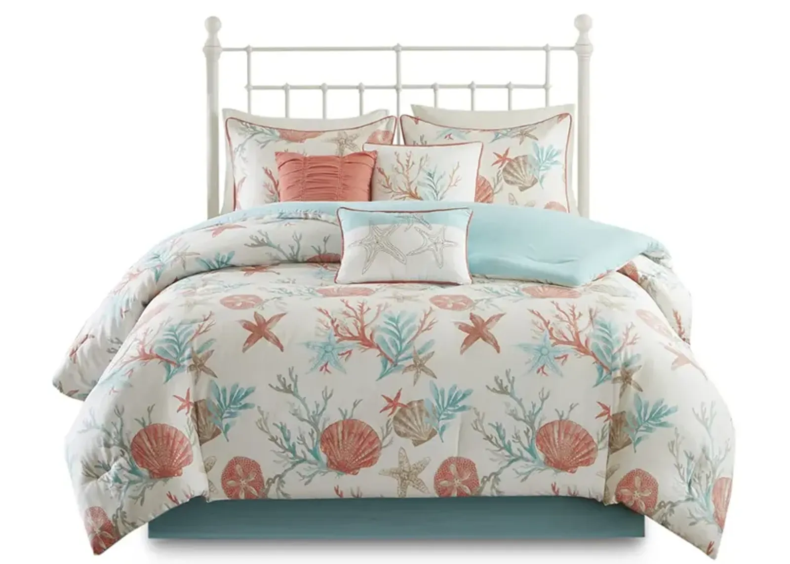 Gracie Mills Koreen 7-Piece Coastal Dreams Cotton Sateen Comforter Set