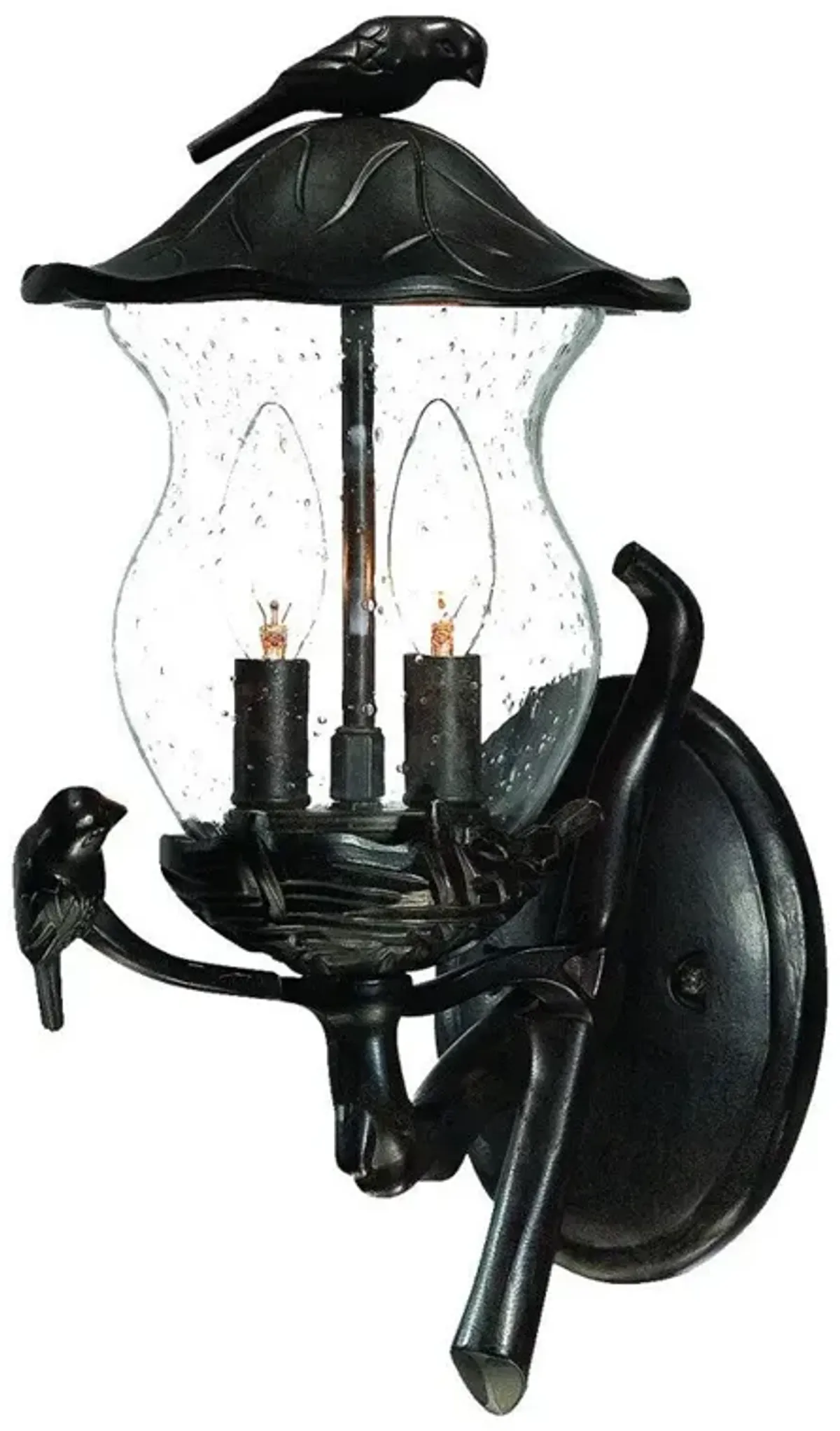 Hivvago Matte Black Bird Detail Lantern Wall Light