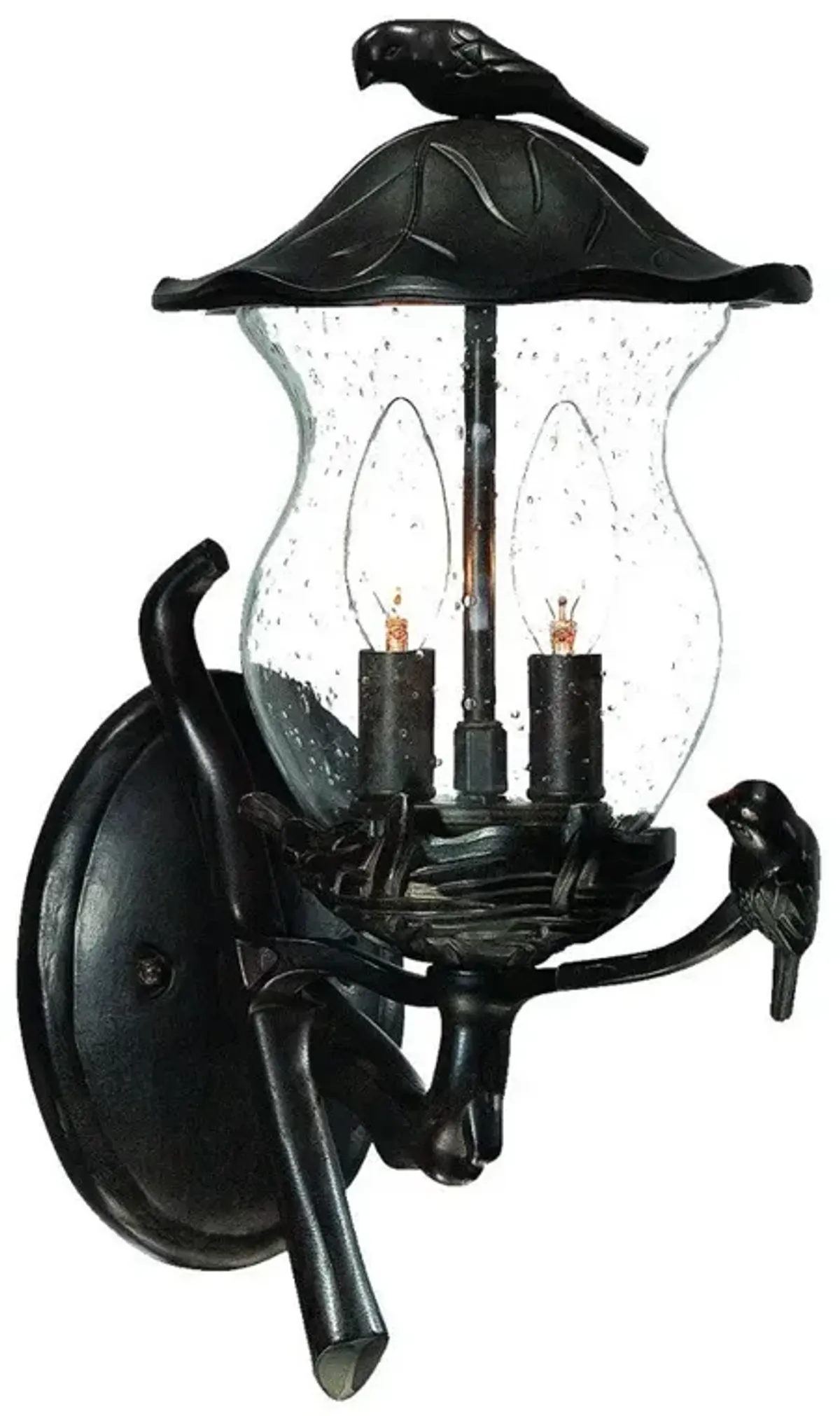 Hivvago Matte Black Bird Detail Lantern Wall Light