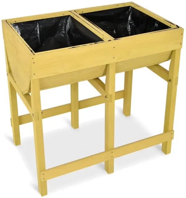 Raised Wooden Planter Vegetable Flower Bed with Liner