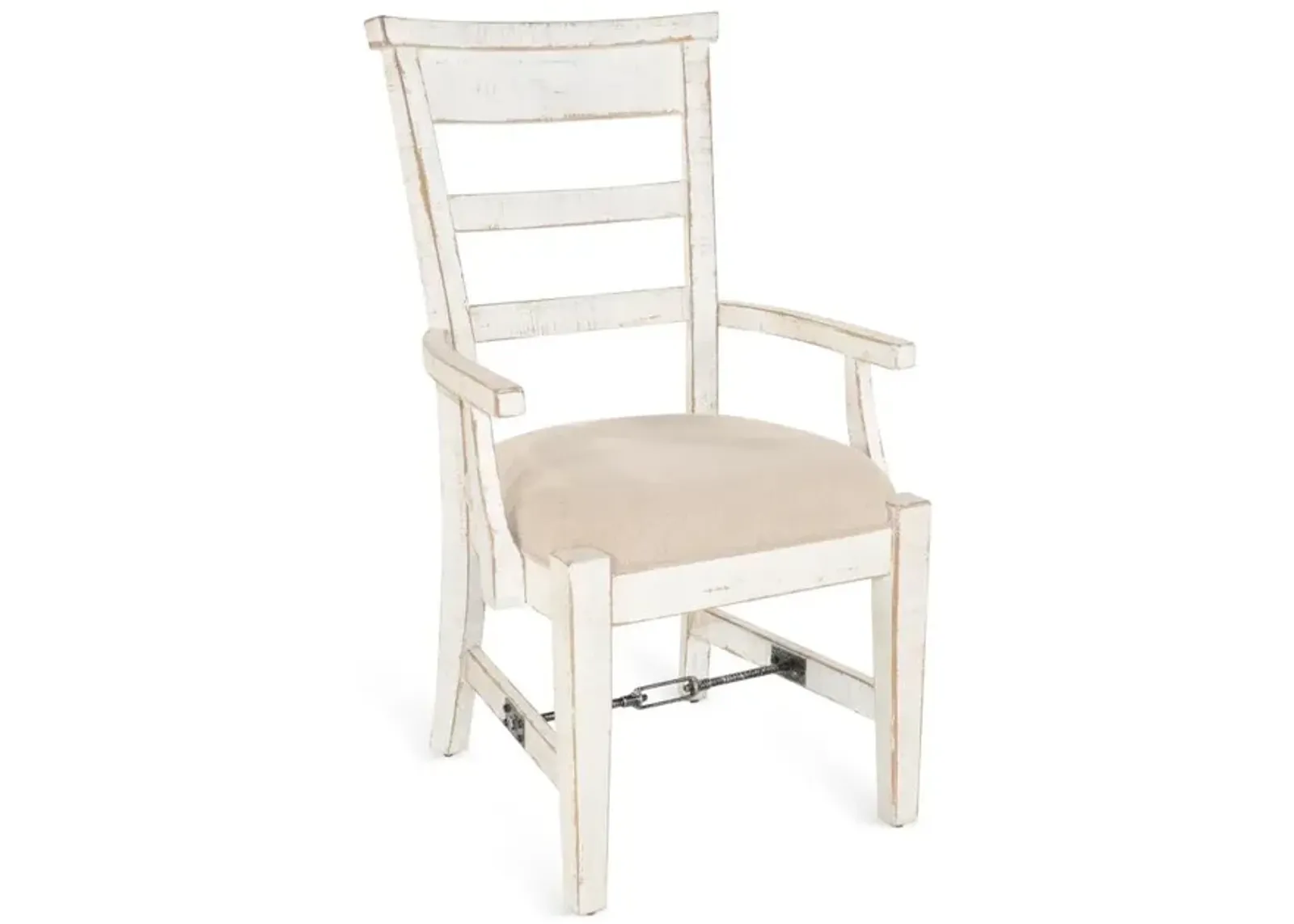 Sunny Designs Marina White Sand Arm Chair with Cushion Seat