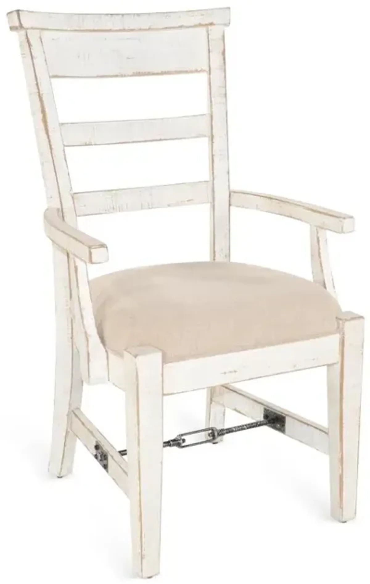 Sunny Designs Marina White Sand Arm Chair with Cushion Seat