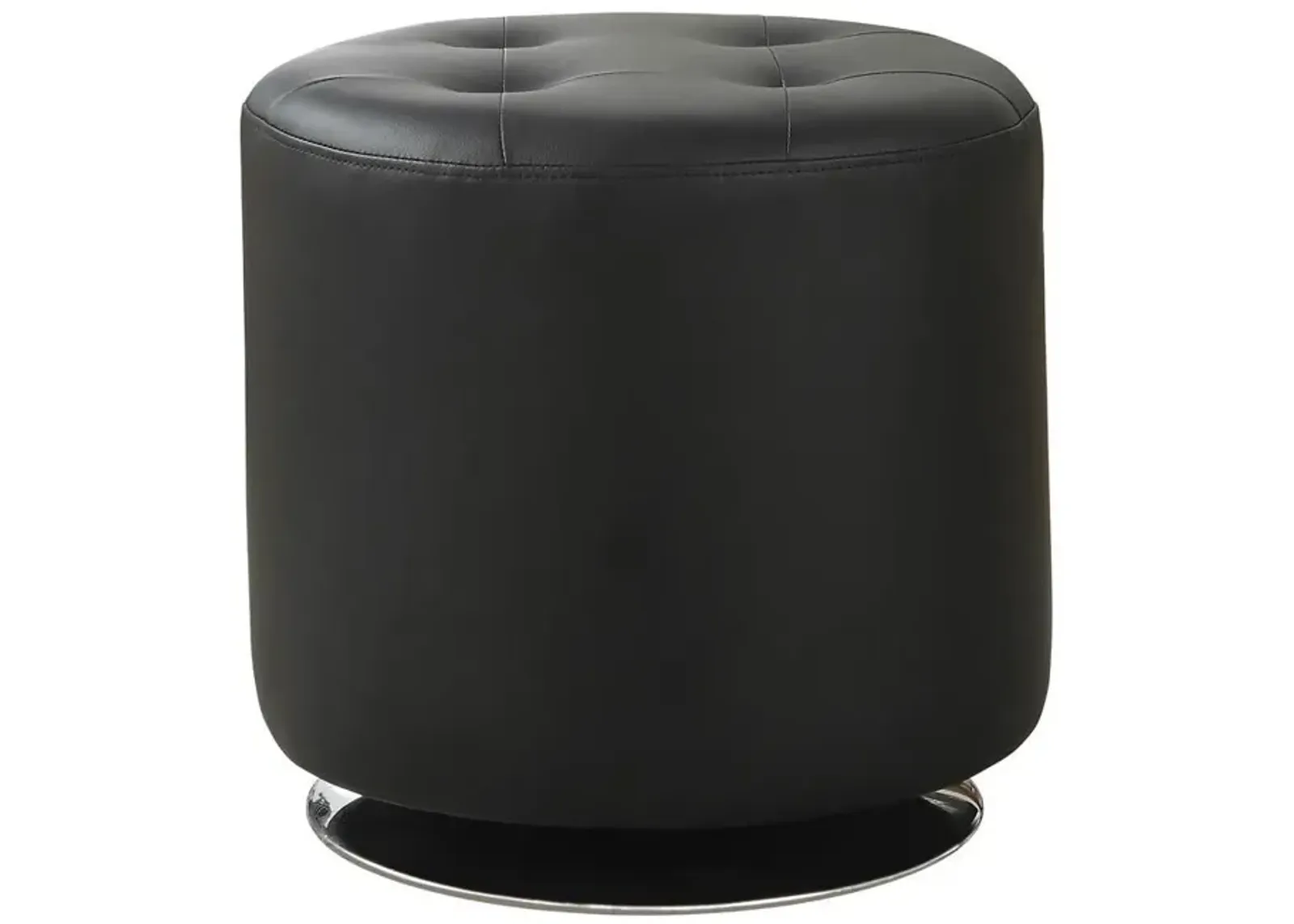 Bowman Round Upholstered Ottoman Black