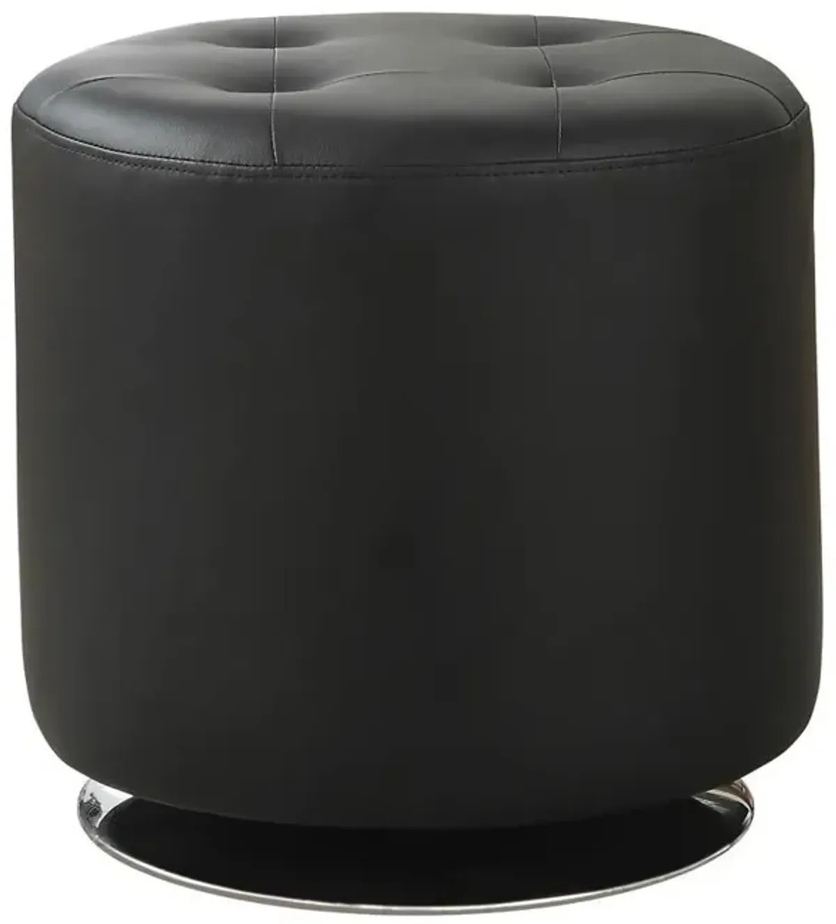 Bowman Round Upholstered Ottoman Black