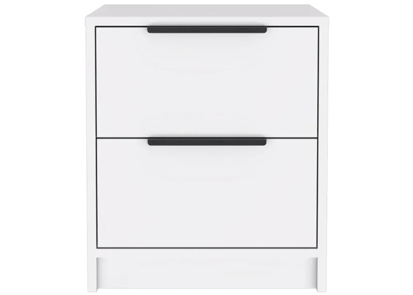 Kaia Nightstand, Two Drawers, Metal Handle - White