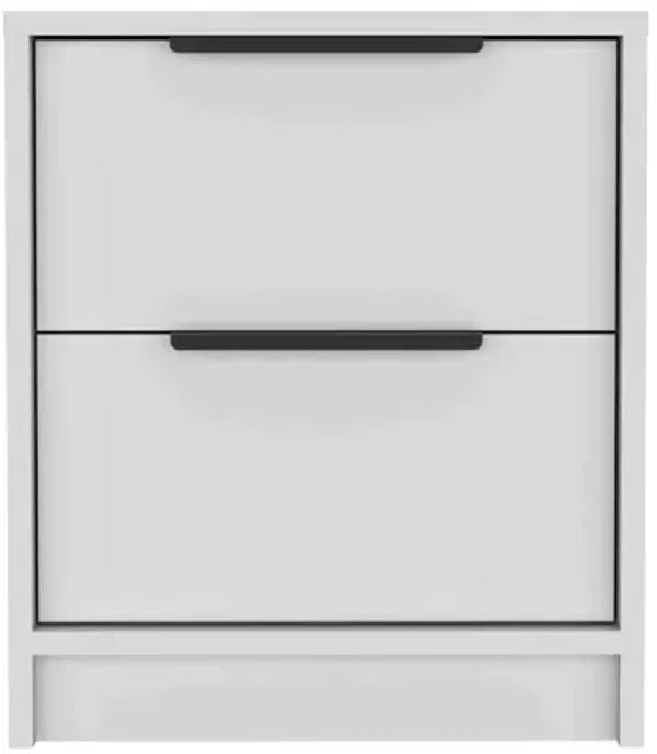 Streamdale Kaia Nightstand, Two Drawers, Metal Handle - White
