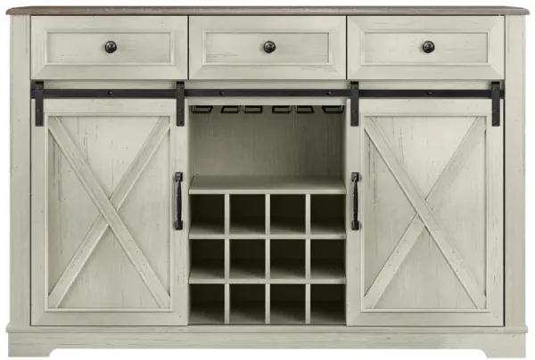 FESTIVO 54" Farmhouse Buffet Sideboard with Wine Rack & Glass Storage in Brown