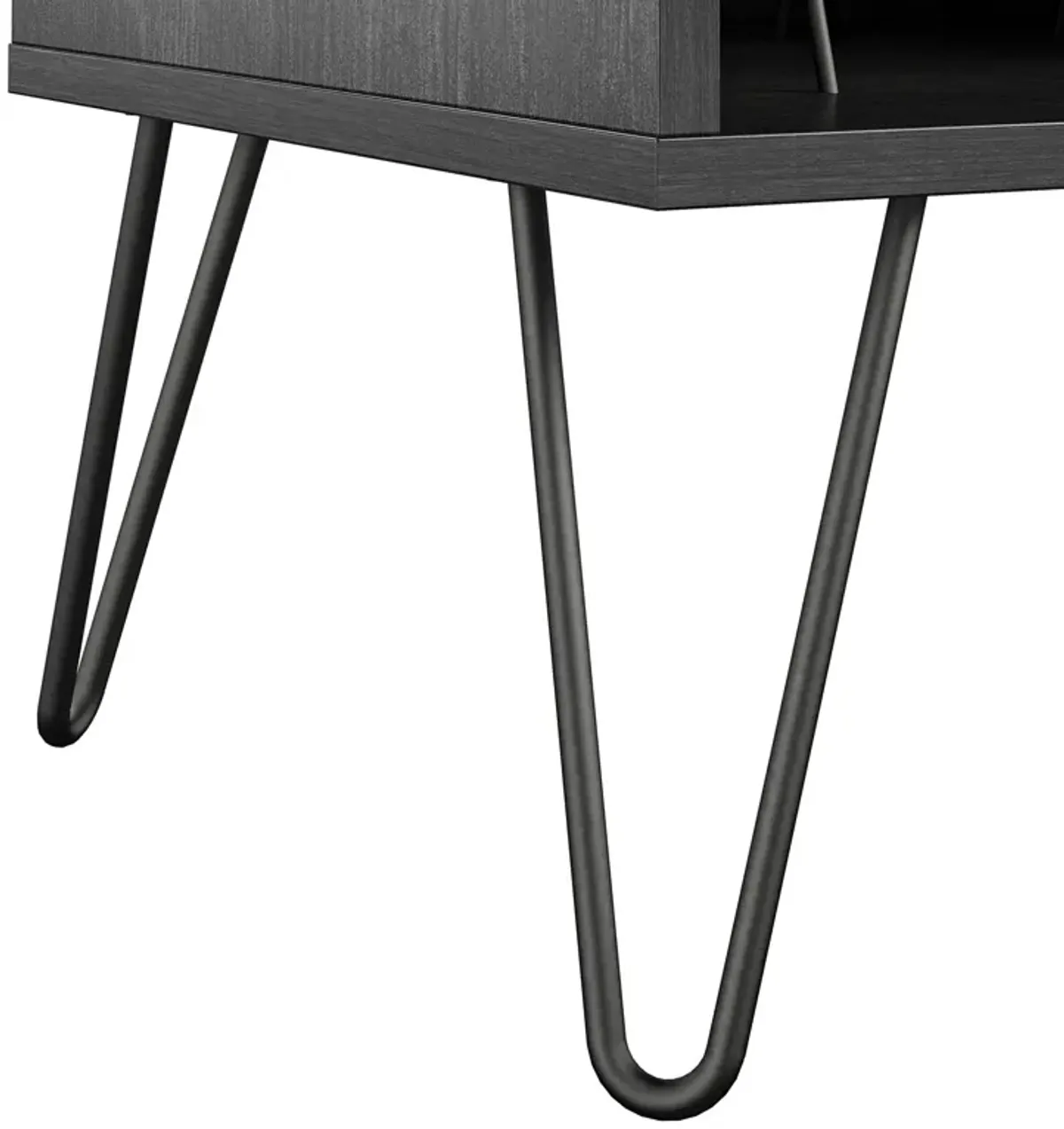 Novogratz Concord Turntable Stand with Drawers, Black Oak