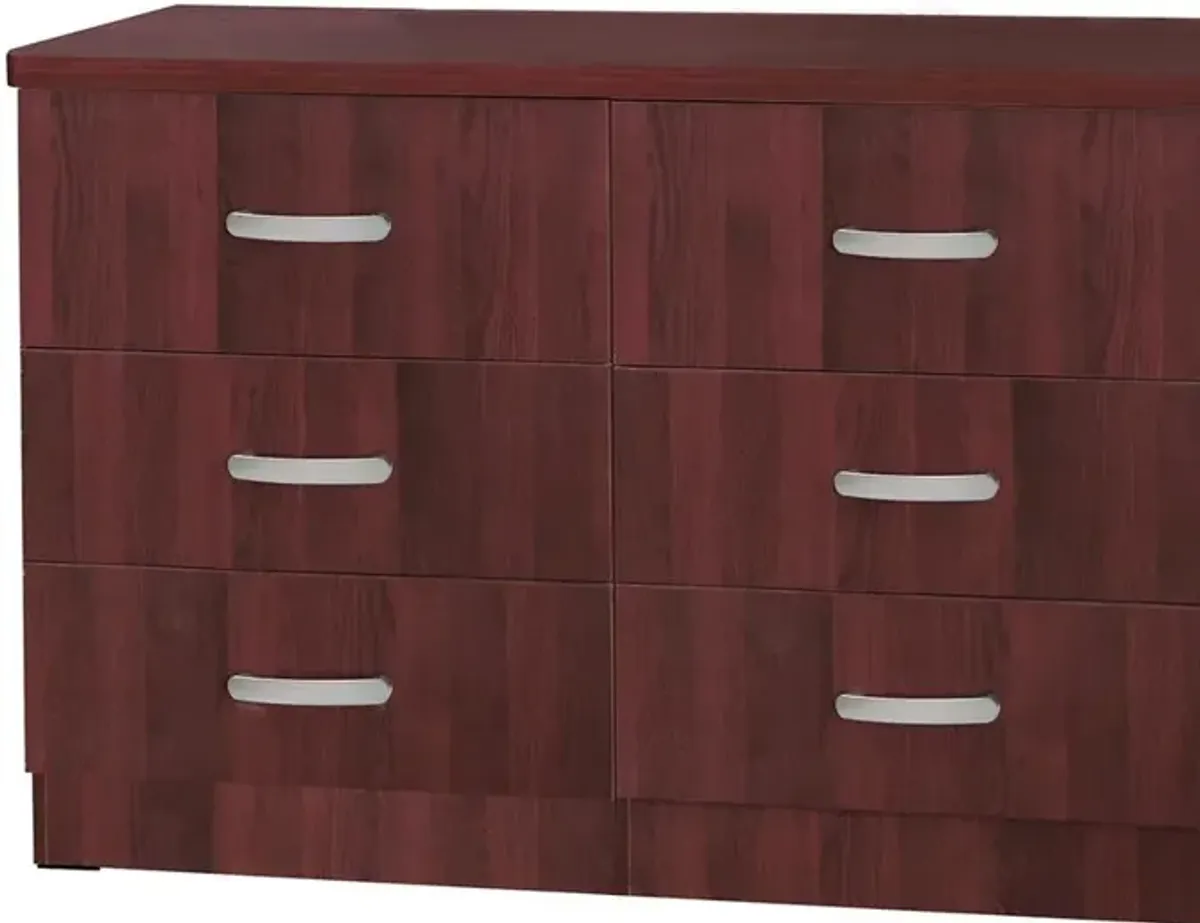 Better Home Products DD & PAM 6 Drawer Engineered Wood Dresser in Mahogany