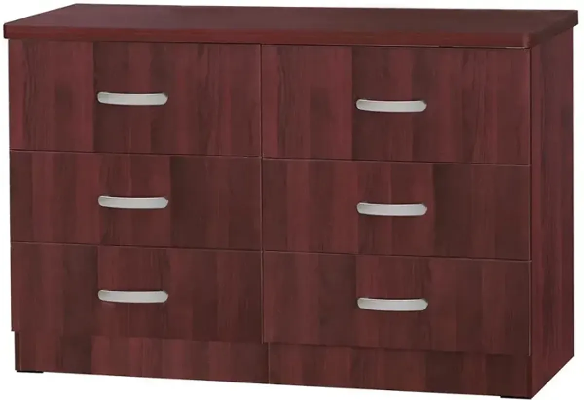 Better Home Products DD & PAM 6 Drawer Engineered Wood Dresser in Mahogany