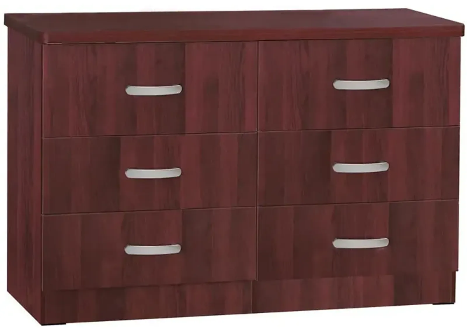 Better Home Products DD & PAM 6 Drawer Engineered Wood Dresser in Mahogany