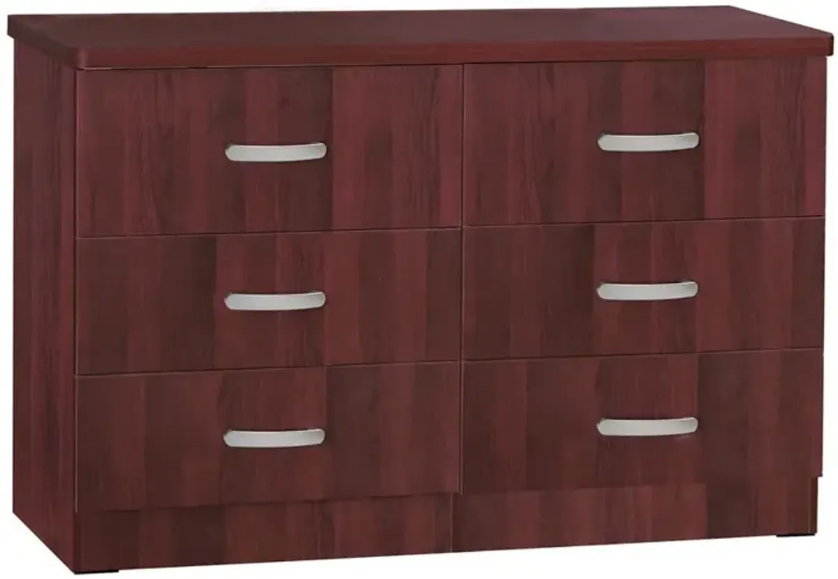 Better Home Products DD & PAM 6 Drawer Engineered Wood Dresser in Mahogany