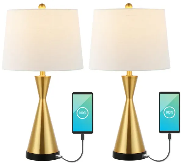 Colton Classic French Country Iron LED Table Lamp with USB Charging Port (Set of 2)