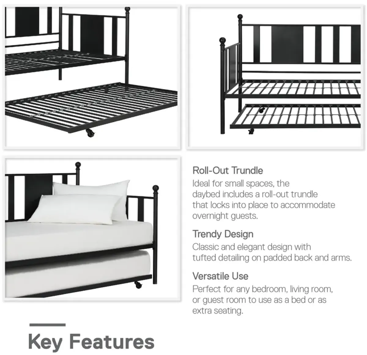 Lula Metal Full Daybed with Twin Trundle