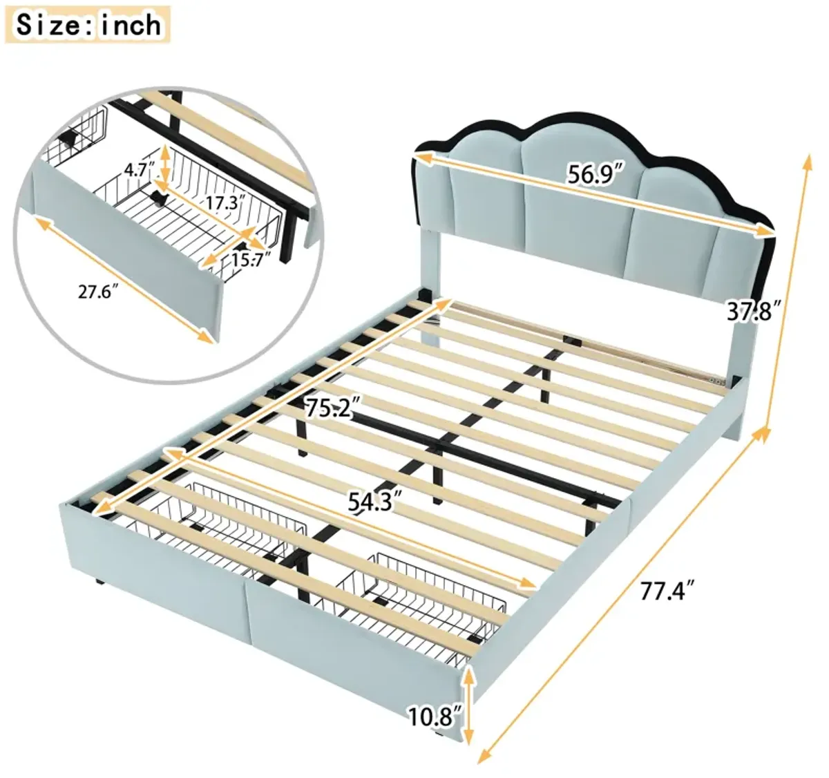 Merax Princess Platform Bed with LED