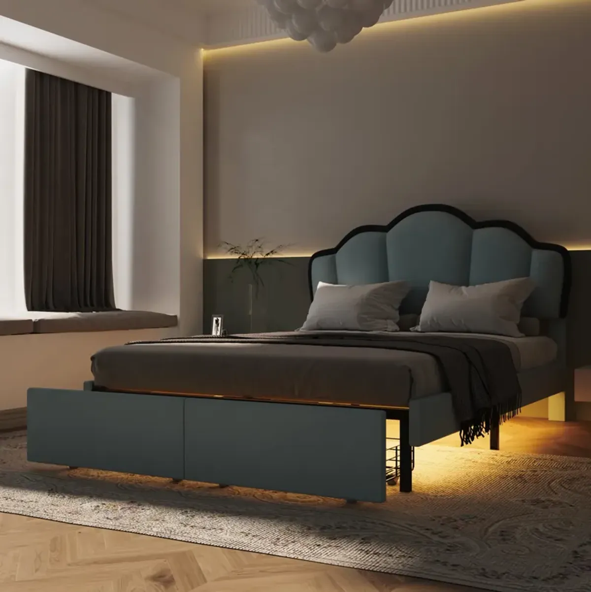 Merax Princess Platform Bed with LED