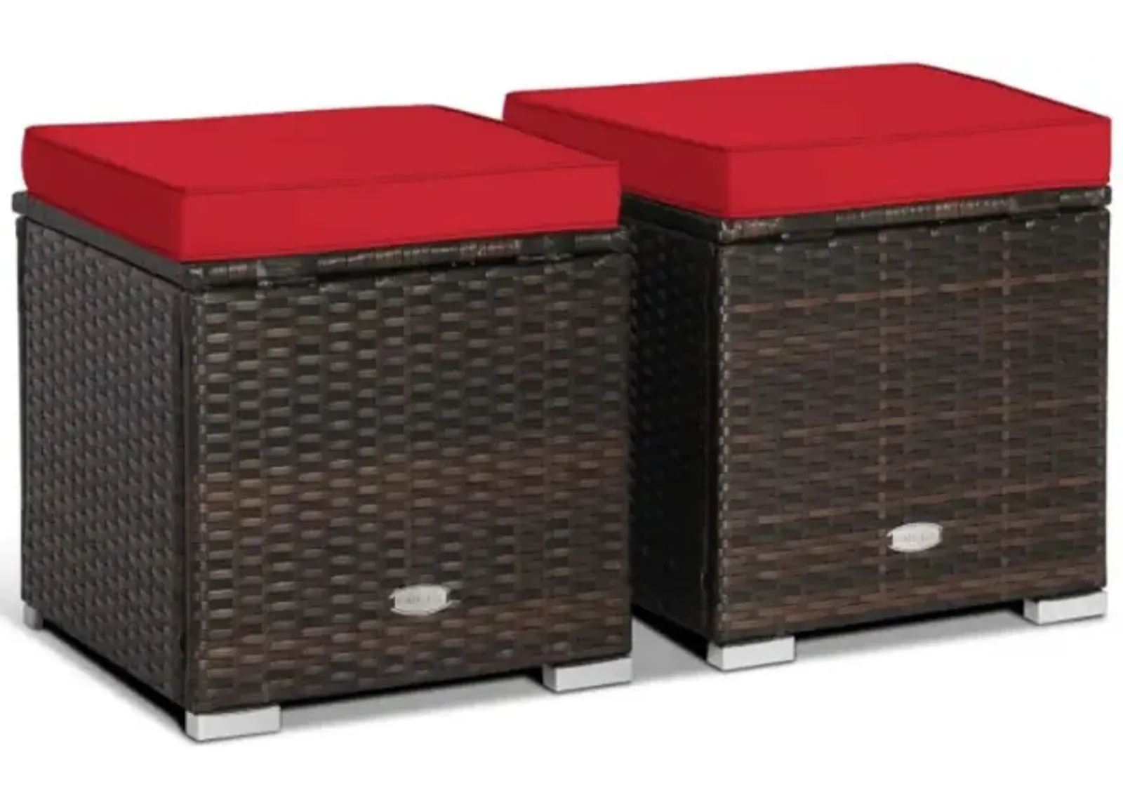 Hivvago 2 Pieces Patio Ottoman with Removable Cushions-Navy