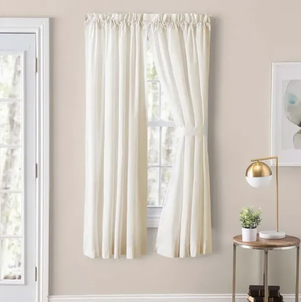 Ellis Classic Tailored Design in a Perma Press Fabric 3" Rod Pocket Tailored Pair with Ties 80"x54" Natural