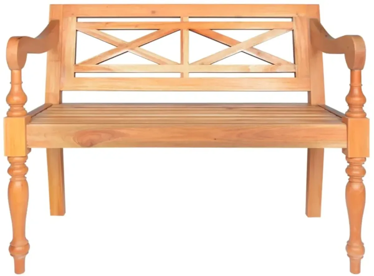 vidaXL Batavia Bench 38.6" Solid Mahogany Wood Light Brown