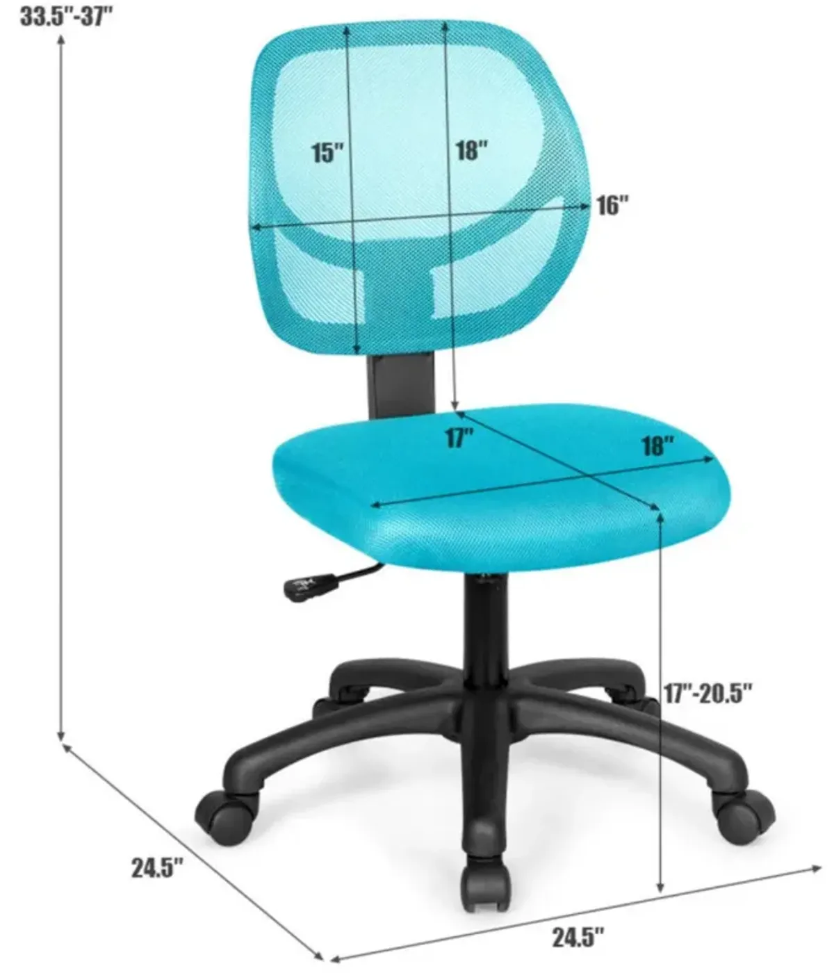 Hivvago Low-back Computer Task Chair with Adjustable Height and Swivel Casters