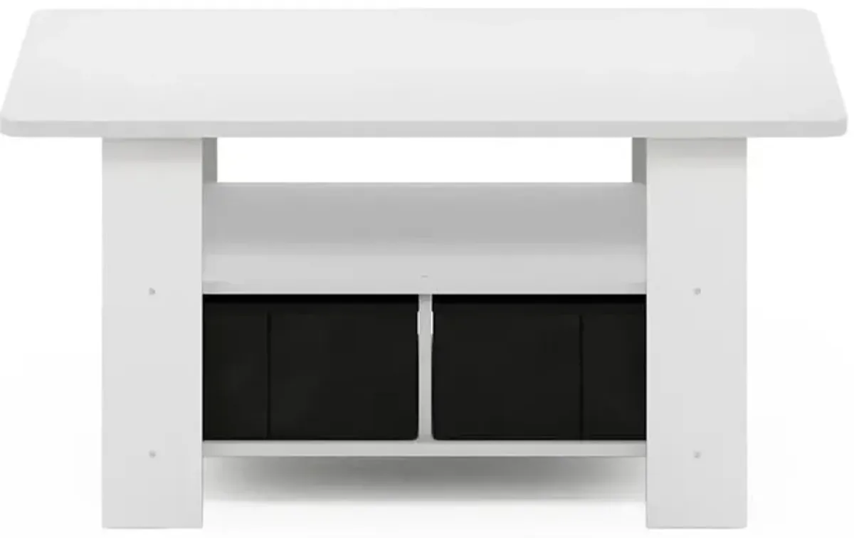 Furinno Andrey Coffee Table with Bin Drawer, White/Black