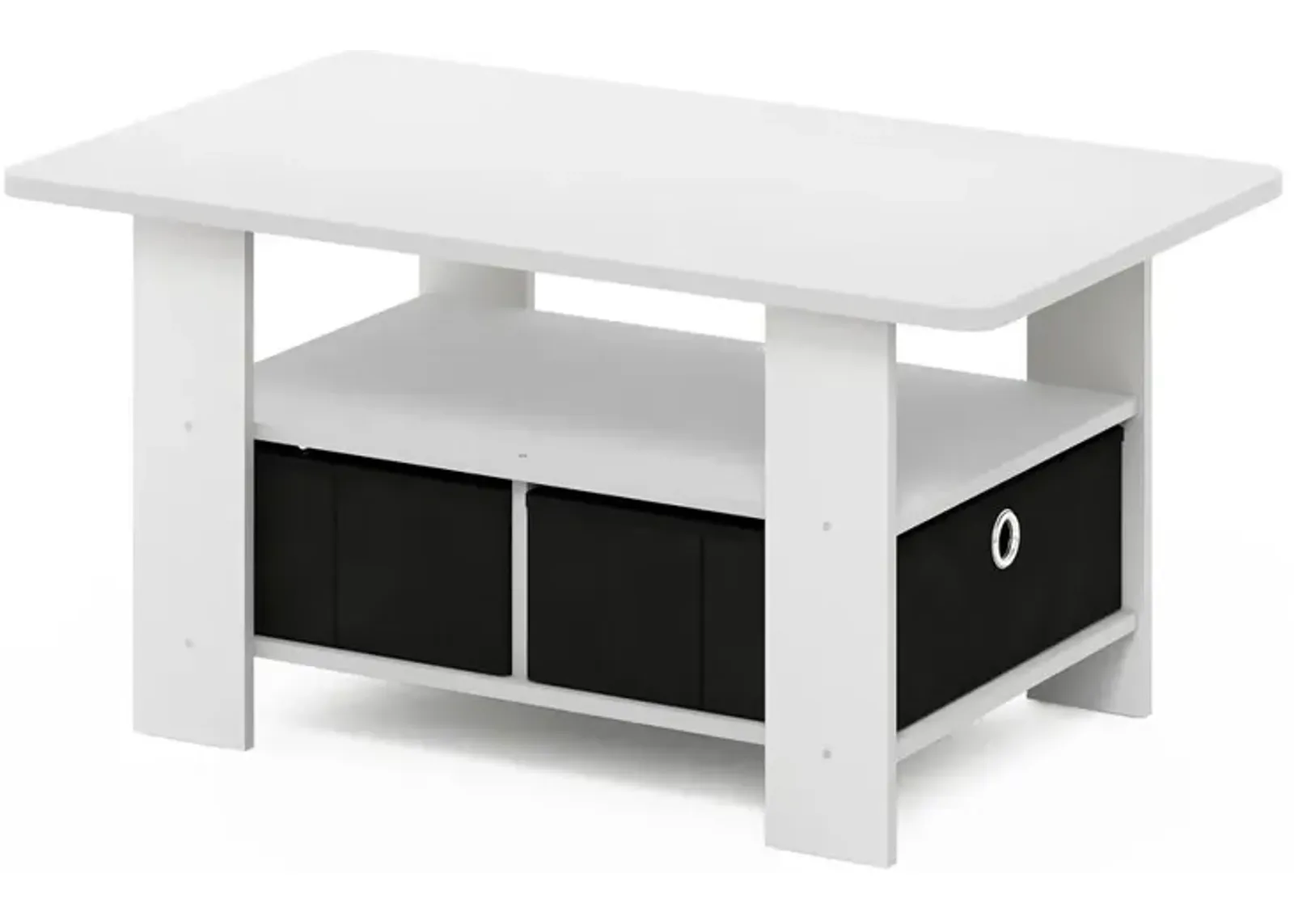 Furinno Andrey Coffee Table with Bin Drawer, White/Black